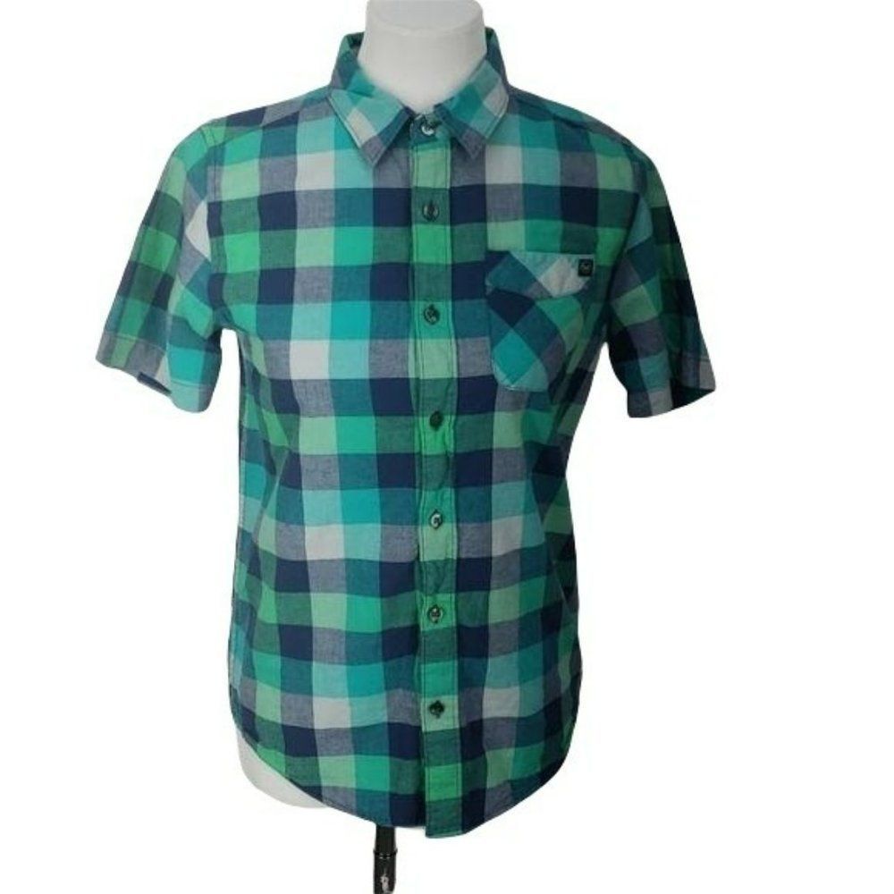 Shaun white large 12/14 boys plaid button down top
